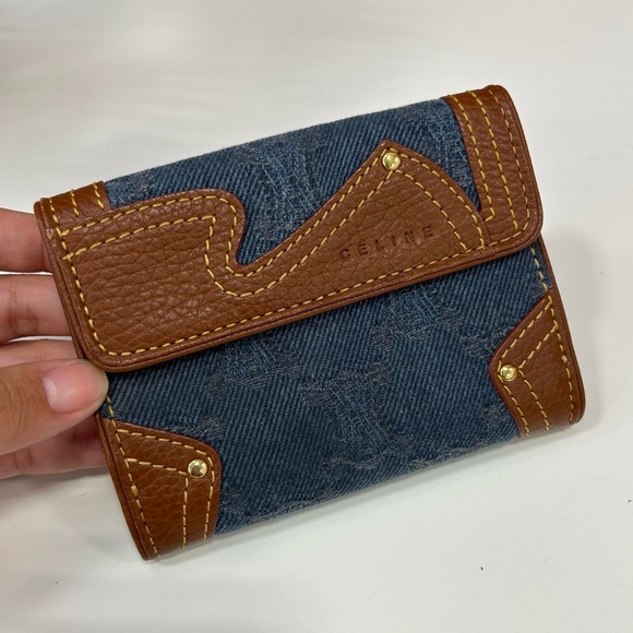 Authentic CELINE Blue Denim w/Leather wallet - Picture 1 of 7